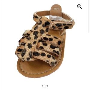 Rising Star Furry Leopard Sandals 3-6 mos